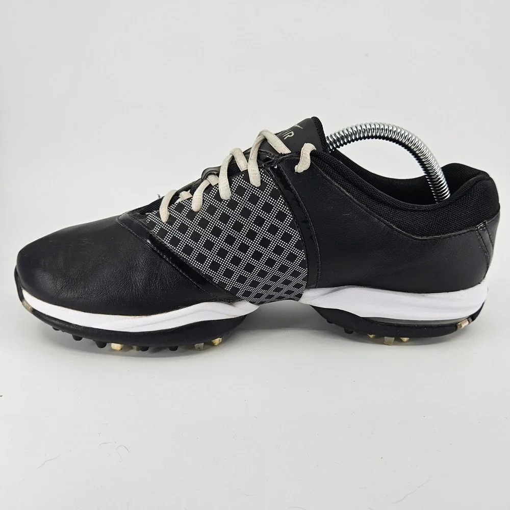 Men's Nike Air Embellish Golf Shoes‎ Black Leather Spiked Performance Athletic